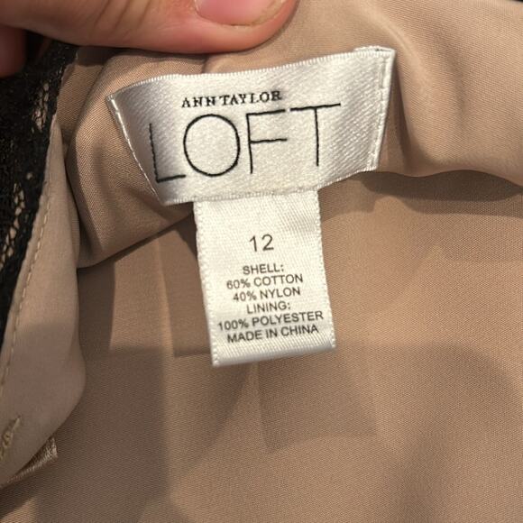 LOFT Women's Lace Strapless Dress Black Nude Size 12 - Picture 6 of 8